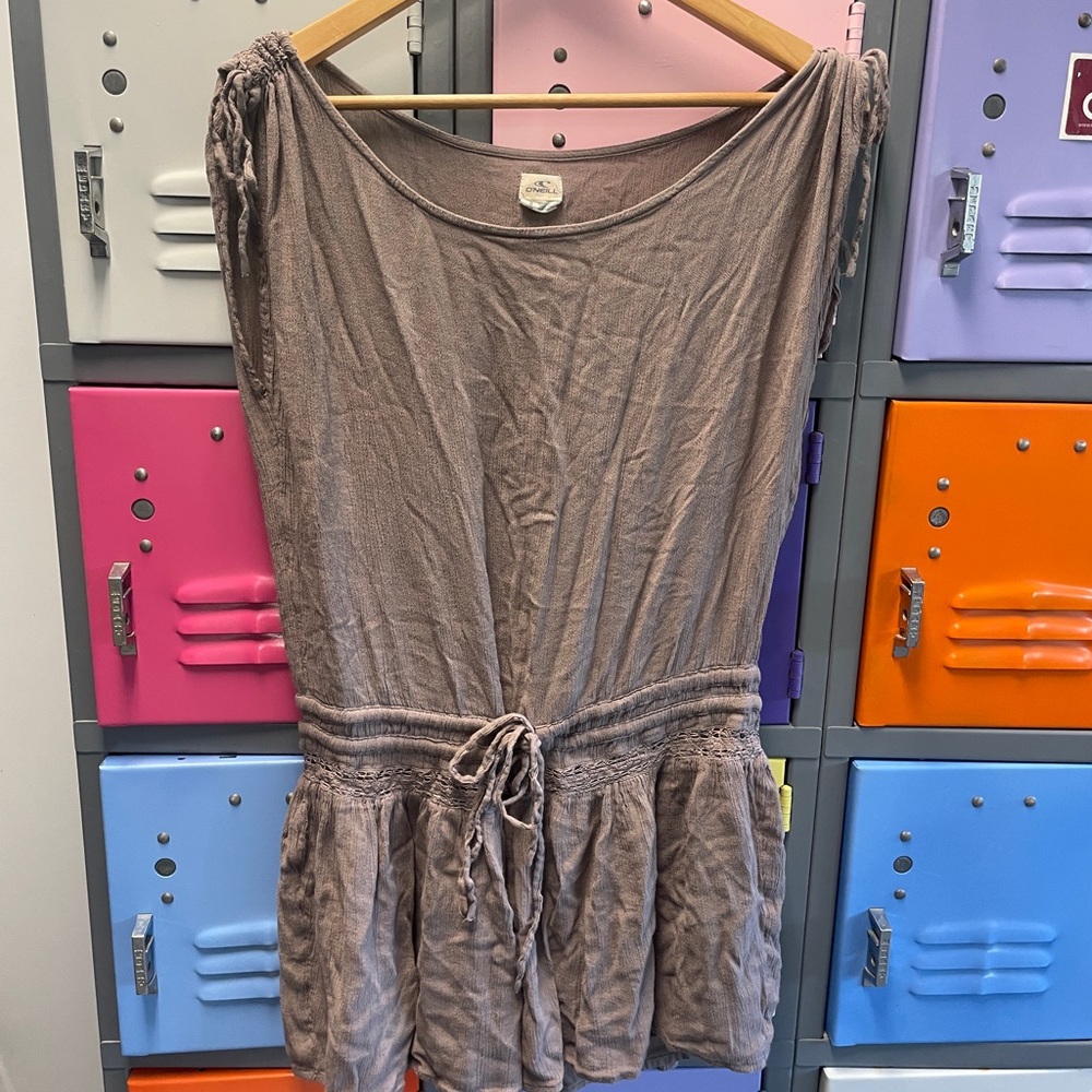 O'Neill Relaxed Light Brown Sleeveless Tie Front Dress